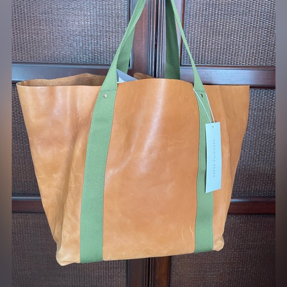 Veronica Beard Corroon Big Daddy Tan Leather Large Tote Bag - Picture 2 of 13